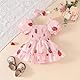 LUVCES Neugeborenen Mädchen Kleid Sommer Outfit Süßes Erdbeer-bedrucktes Kurzärmliges Prinzessinnenkleid Stirnband Kleidung Set 2pcs Rosa Erdbeere 3-6 Monate