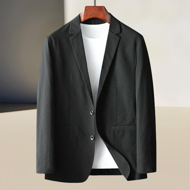 Men's Spring Summer Slight Wrinkle Stretch Single Solid Color Mid-Youth Business Wrinkle-Resistant Blazer