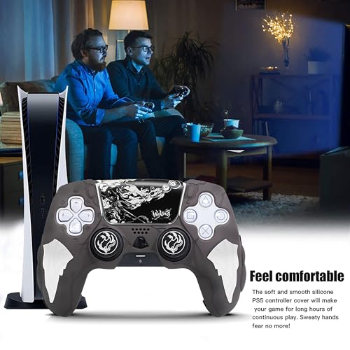 Image of DEADSKULL Thunder Edition Silicone Controller Sleeve, Anti-Slip Protective Cover Skin Compatible with PlayStation 5 Controller, Compatible with DualSense Wireless Controller (Black & White)