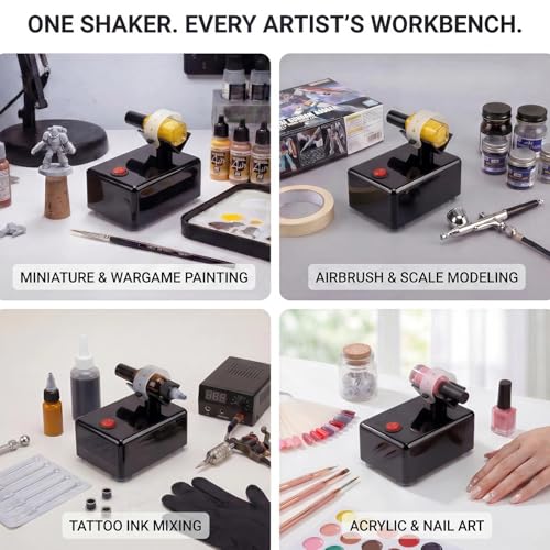 Image of Paint Mixer & Nail Polish Shaker for Model Paints & Nail Polish | 3200 RPM vibration, non-slip base, Hands-free switch, Revives separated paints, for Hobby Model Color, Lash Glue, Tattoo Ink