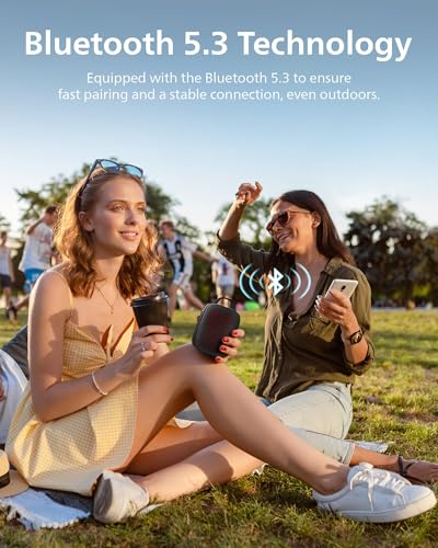 Image of PHILIPS S1209 Portable Bluetooth Speaker,Wireless Speakers with Extra Bass,Quality Sound,12 H Battery,TWS Pairing,Support Stereo Sound,Bluetooth 5.3,IPX4 Waterproof,for Indoor & Outdoor,Small,Black