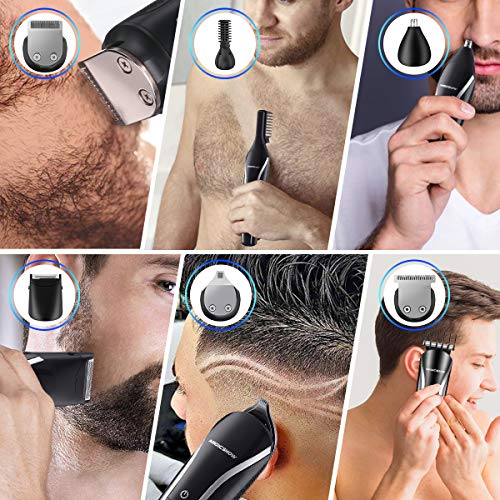 Beard Trimmer For Men, MIGICSHOW Cordless Hair Trimmer 12 in 1 Mustache Trimmer Waterproof Multi-functional Grooming Kit for Nose Ear Hair Clippers Body Groomer with LED Display USB Rechargeable - Thumbnail 2