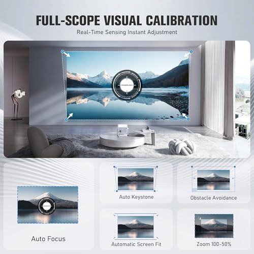 Image of 【Officially-Licensed APP & 3200 ANSI】4K Mini Outdoor Projector with WiFi and Bluetooth, VOPLLS Smart Portable Wireless Movie TV Projector for Home /Gaming /Bedroom
