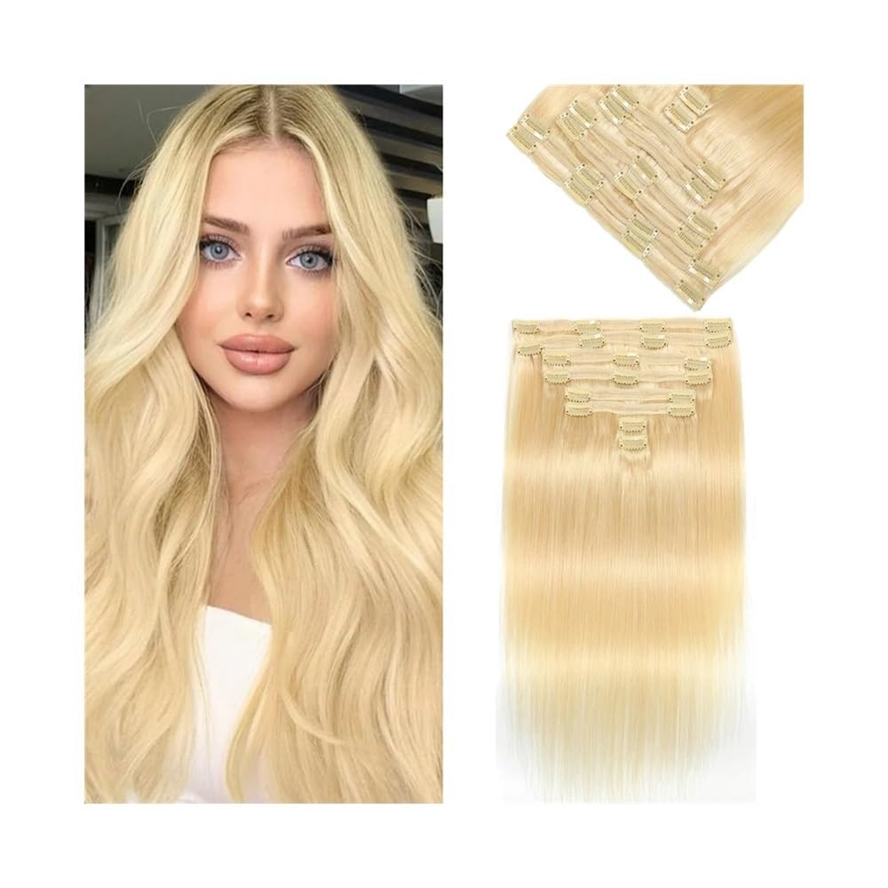 Przedłużanie włosów 613 Blond proste doczepiane włosy, 100% ludzkie, gęste dla kobiet(22inches)