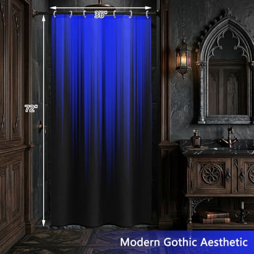 Image of AAtter Royal Blue Black Ombre Shower Curtain, Small Stall 36x72 Inch