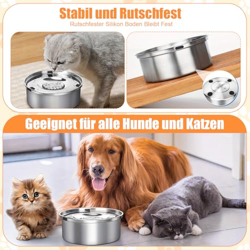 1L Wassernapf Hund Ohne Sabbern Edelstahl, Wassernapf Ohne Sabbern, Schwimmender Spender, Hund Mit Rutschfestem Boden, Leak-Proof Feeder für Welpen und Kätzchen Gesundes Trinkennken
