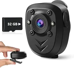 SPYTECTIFY Full HD 1080p Mini Body Worn Video Camera - Compact Body Cam for Site Enforcement, Security, and Personal Use