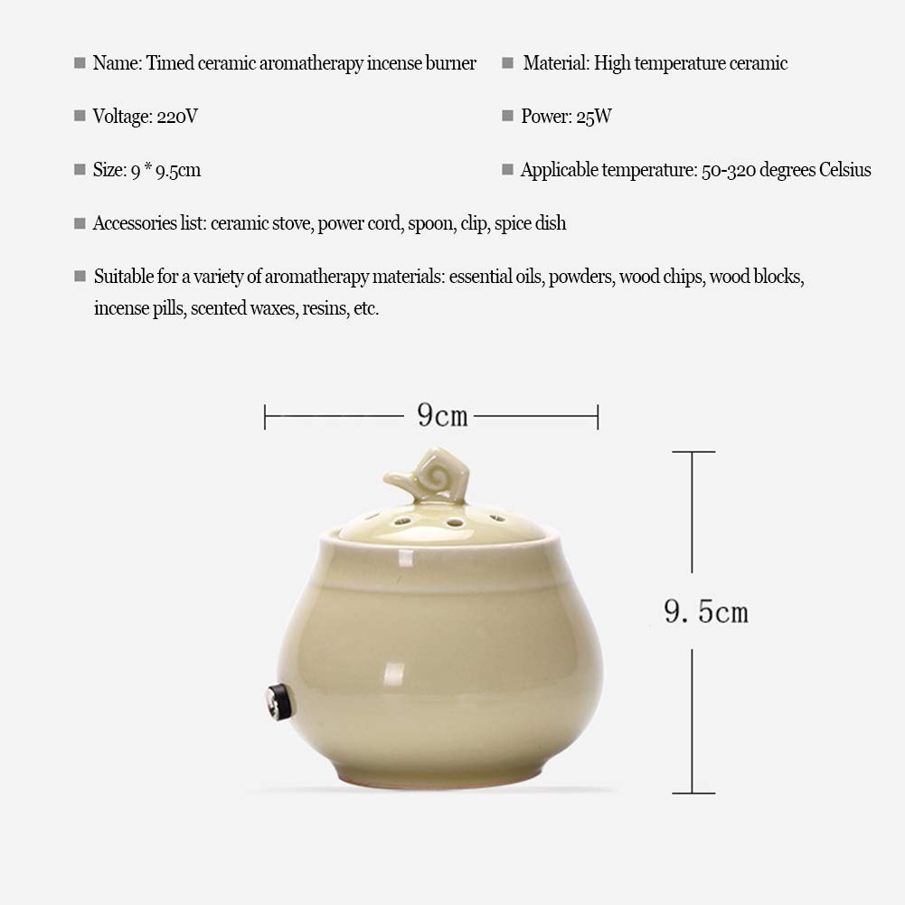 RXBFD Brûleur électronique d'encens de synchronisation, Température réglable Huile Essentielle Diffuseur de Parfum, Encensoir en Bois d'agar résineux, pour la Maison/Bureau/Yogo etc.