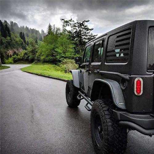 Image of Rear Window Flag Decal Fits Jeep Wrangler JK JKU 2011 2012 2013 2014 2015 2016 2017 2018 Exterior Accessories, Precut Back Side Window Vinyl American Glass USA Sticker (4 Door)