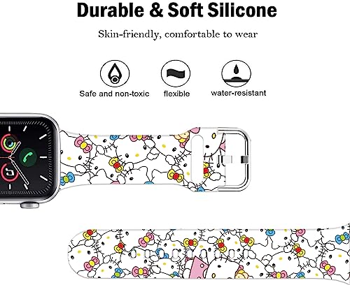 Leotop Compatible with Apple Watch Band Hello Kt 49mm 45mm 44mm 42mm,Soft Silicone Kawaii Cute Sport Strap Compatible with iWatch Ultra Series 9 8 7 6 5 4 3 2 1 SE/SE 2 for Kids Girls Women - Image 3