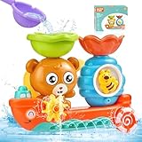 【Forme mignonne et intéressante】La conception de l'jouet bain bebe intègre une petite forme d'ours, une abeille rotative, une rame rotative, un anneau de natation rotatif et une cabine de pulvérisation d'eau. La forme générale est mignonne et intéressante, et le motif et la couleur sont riches, ce qui peut attirer l'attention des enfants, atténuer leur résistance au bain et apporter de la joie aux bébés lors du bain.