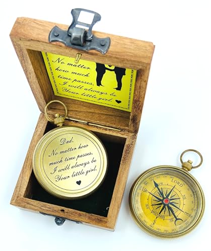 Brújula grabada MADSNIIB con caja de madera vintage miniatura 2