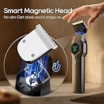Beard Trimmer for Men, Magnetic Snap-on Replacement Heads & Charging Dock, IPX7 Waterproof Cordless Hair Clippers, Mens Grooming Kits for Mustache/Body/Face/Ear/Nose, Gray - Image 2