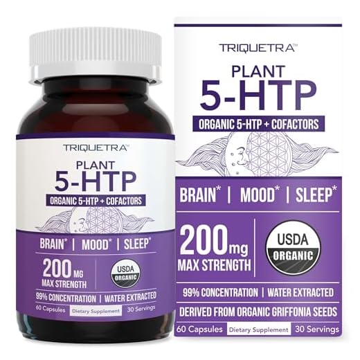 Organic 5-HTP - 200 mg | 99% 5HTP Concentration, Plus Cofactor Vitamin B6 & Lion’s Mane | Water Extracted from Organic Griffonia Seeds | Supports Mood, Cognition & Sleep (60 Capsules | 30 Servings)