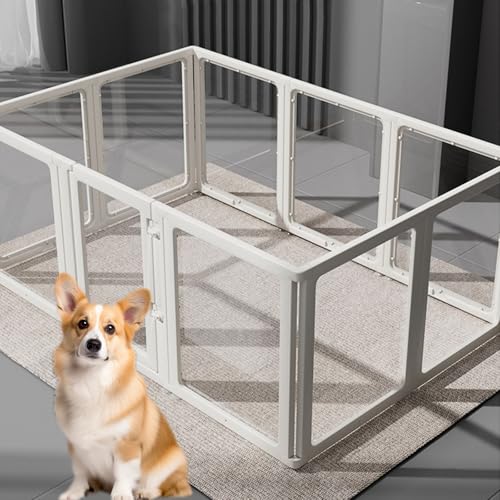 透明アクリルプラスチック犬用プレイペン屋内、アクリル犬用プレイペン犬用プレイペン屋内子犬用ペンペットフェンス子犬用ケージ犬用プレイペン屋内犬用(75cm/29.5in,8 pieces)