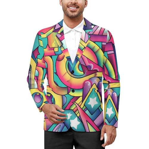 Abstract Geometric Men's Suits Dress Business Formal Suit Print Jackets Coat For Wedding Party