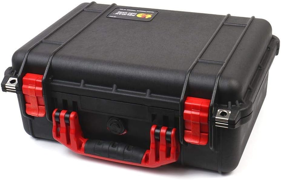 Amazon.com : Pelican Color Case Black Pelican 1450 case with red Handle ...