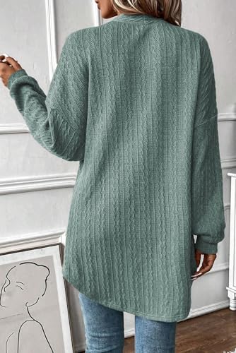 Women's Canton Textured Knit Cardigan with Side Pockets - Open Front Style2
