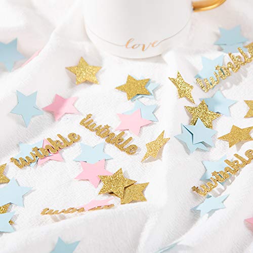 Image of Twinkle Star Glitter Paper Confetti for Baby Shower Gender Reveal Party Decorations Baby Birthday Party Supplies (Pack of 3)