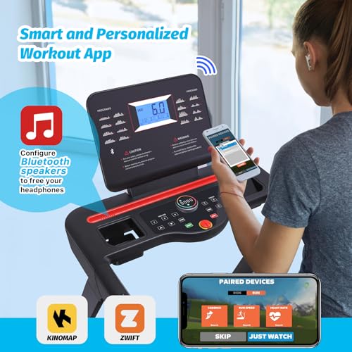 Image of Treadmills with Incline for Home with Screen, Foldable Walking Treadmill with Heart Sensor,Under Desk Treadmill 3.5 HP Quiet Brushless,48 * 18 inch Running Area,with Bluetooth /App Audio Speakers