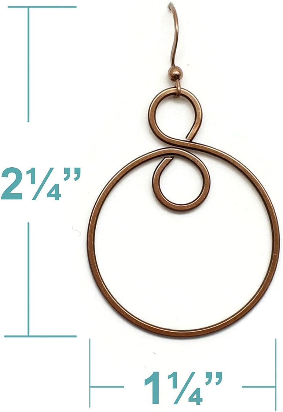 Pillar of Salt Studio Handcrafted Earrings Solid Copper Infinity Hoop Wire Wrapped Earrings (Antiqued Copper, Medium, 1-5/8" drop)
