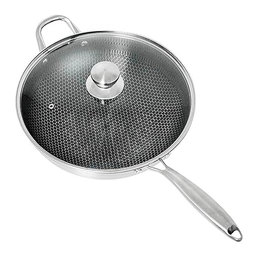 Wok antiadherente de acero inoxidable 12.6 pulg con tapa miniatura 1