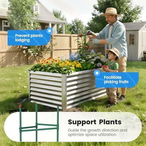 Image of Quictent Galvanized Raised Garden Bed 6x3x2 Ft Metal Planter Box Bottomless for Backyard, Include 1 pc Tomato Cage, Silver