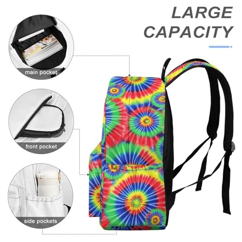 Fashion Colorful Tie Dye Backpack for Women, Adults Multi-functional Bag with Breathable Shoulder Strap, Reusable Large Capacity Travel Daypack4