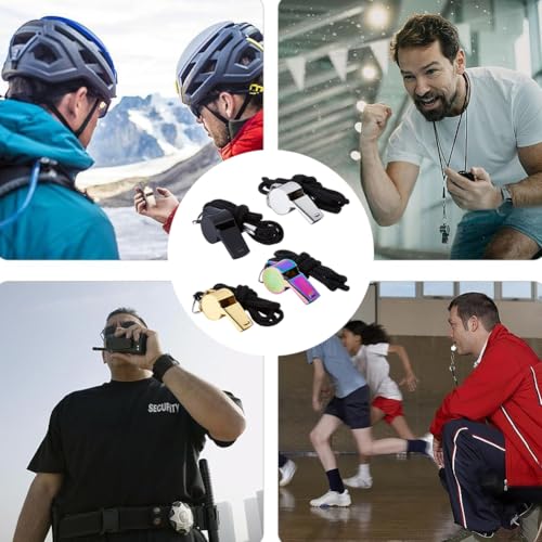 Silbatos deportivos de árbitro acero inoxidable, 4 pzas miniatura 6