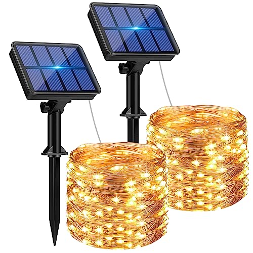btfarm Solar Lichterkette Aussen, 2x6M 60 LED Solarlichterkette Außen Wetterfest 8 Modi IP65 Wasserdicht Kupferdraht Lichterkette Außen Solar Outdoor für Garten Terrasse Baum Hof Party (Warmweiß) btfarm Solar Lichterkette Aussen, 2x6M 60 LED Solarlichterkette Außen Wetterfest 8 Modi IP65 Wasserdicht Kupferdraht Lichterkette Außen Solar Outdoor für Garten Terrasse Baum Hof Party (Warmweiß)