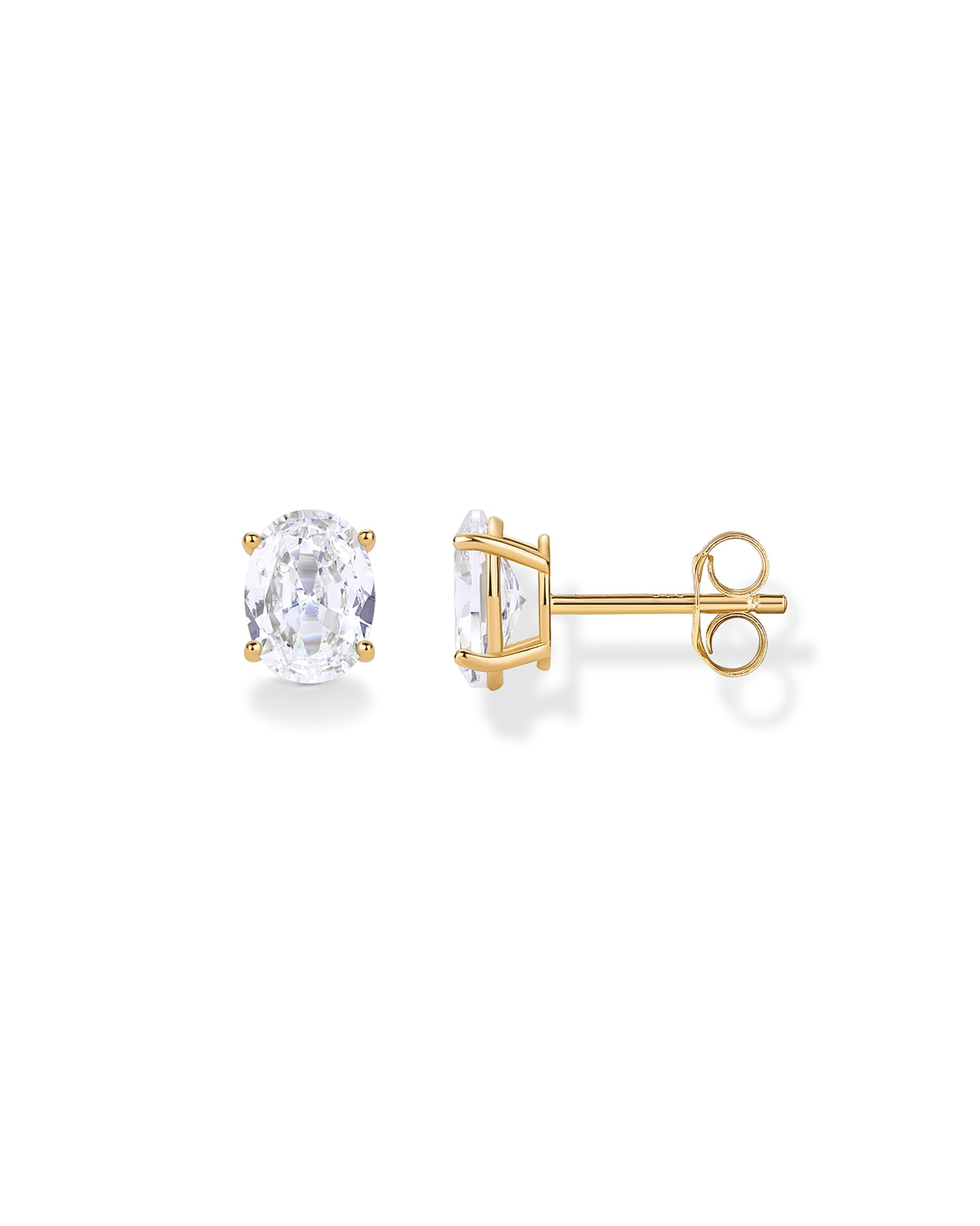 PAVOI 14K Gold Plated Sterling Silver Cubic Zirconia Stud Earrings for Women | Simulated Diamond CZ Earrings