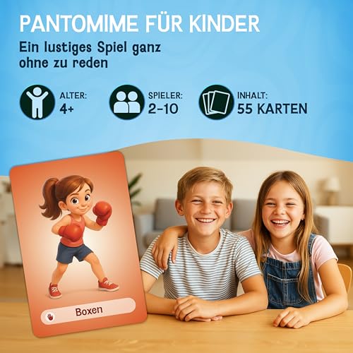 LIKARTO Pantomime Spiel für Kinder - Lustiges Familienspiel & Ratespiel - Outdoor & Indoor Kinderspiel - Geschenkidee für Mädchen & Jungen - Spiele ab 4, 5, 6, 7, 8, 9 Jahre