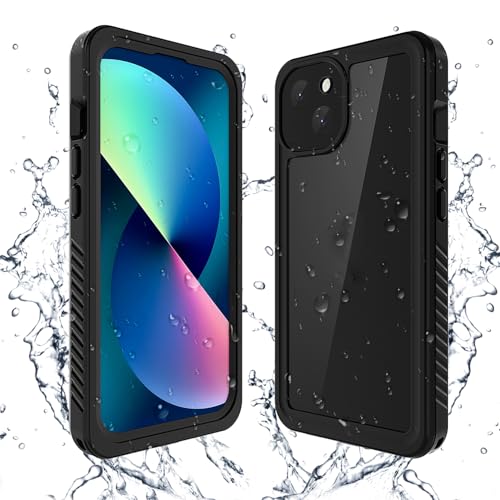 Lanenas for iPhone 13 Case Waterproof Case with Built-in Screen Protector Full Body Heavy Duty Phone Case Dustproof Shockproof Case Cover for iPhone 13 6.1inch Black