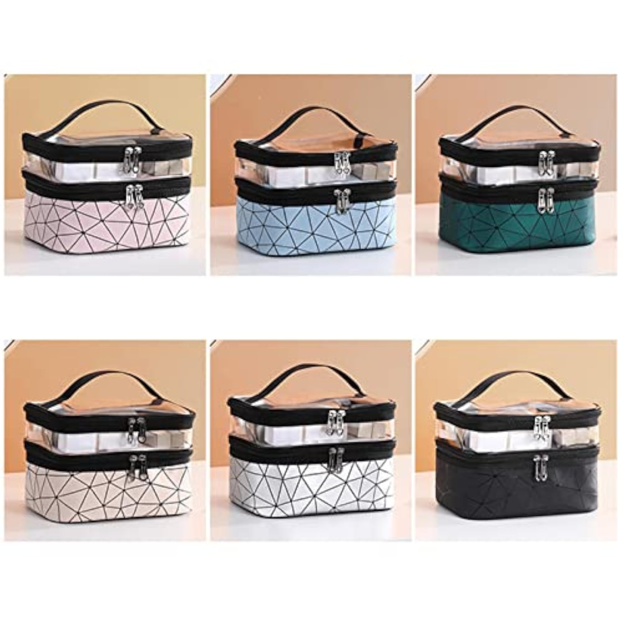 Transparent Makeup Cosmetic Bag for Toiletries, Green
