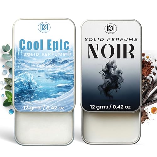 Image of Dr.Mashur Solid Perfume |Cool Epic&Noir Alcohol Free Wax Perfume Balm, Long Lasting | Pocket Tin 12g, Pack Of 2| Non Greasy Smooth Glide, Travel Friendly Men And Women