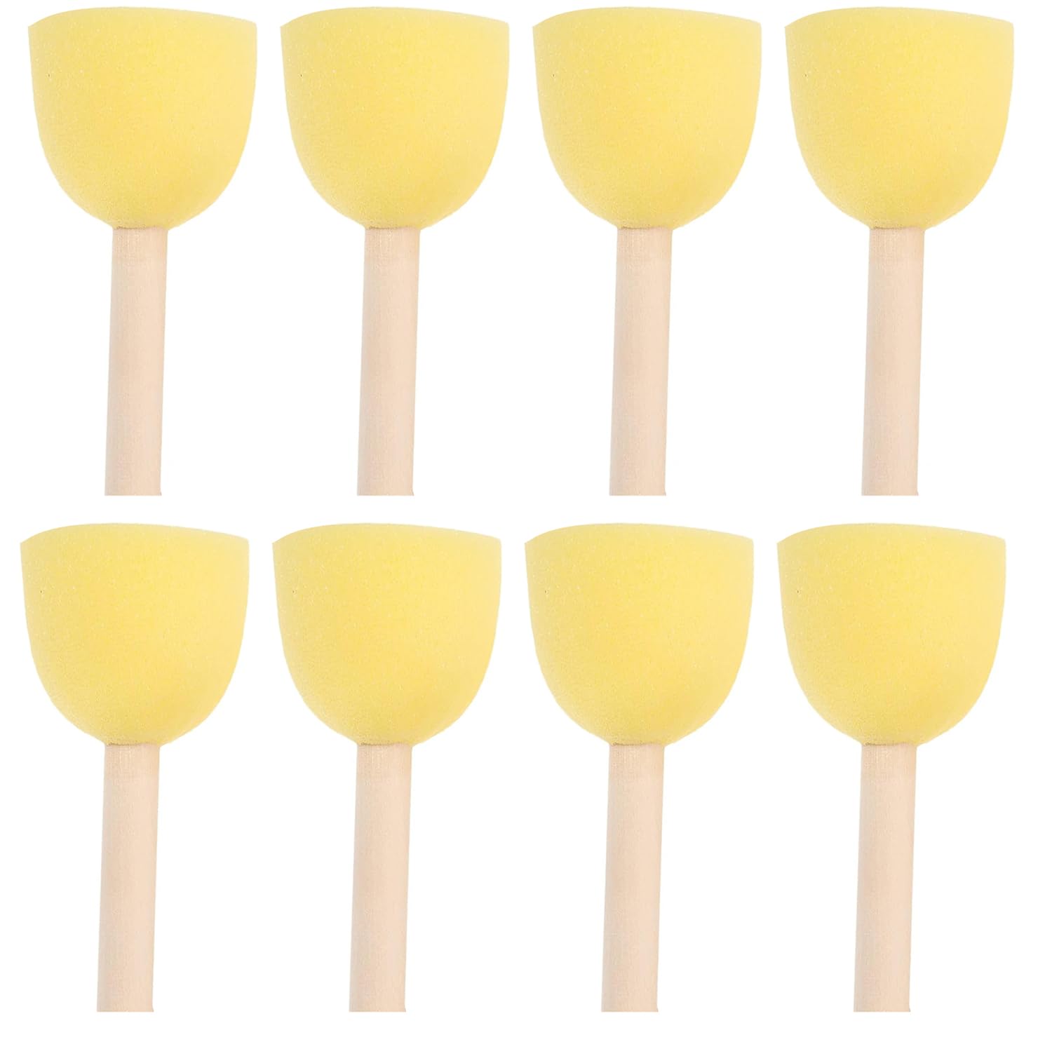 Penta Angel Paint Foam Brushes 8Pcs Assorted Size Round Head Painting Sponges with Wood Handle for Acrylic Stains Watercolor Varnishes and Crafts DIY (5cm, Yellow)