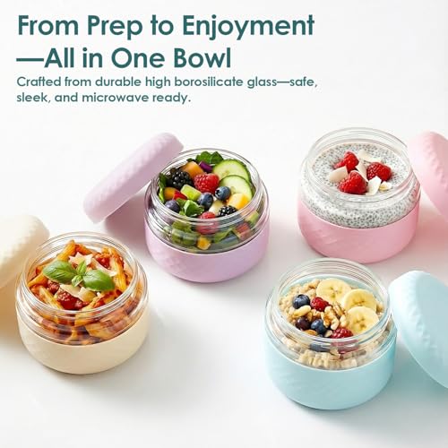 Image of 16 oz /2 Cup Glass Lunch Bowl Containers with Lids, 2 Pack, BPA-Free