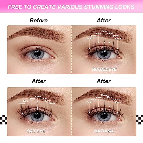 Image of CALAILIS Individual Lashes, DIY Eyelash Extensions, Super Thin Glue-based Band, Natural Look Reusable, 11 /13 /15 /15 mm,Lasting for 48 Hours Individual DIY Eyelashes(LR02)