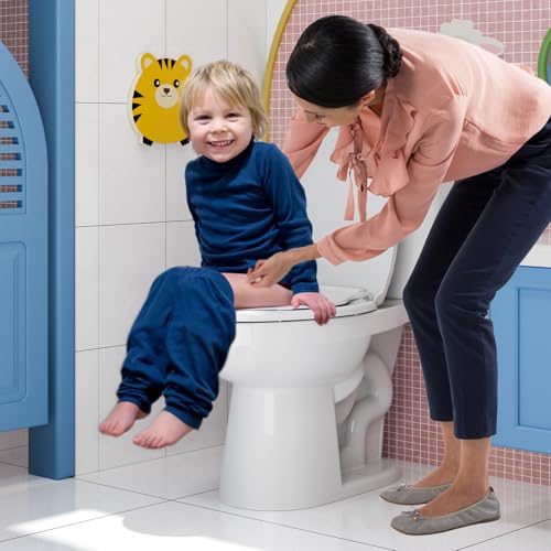 Toddler Toilet Seat – White Elongated Toilet Seat with Toddler Seat, Quick-Release & Slow-Close Hinges, Child & Adult Friendly, Fits 19-Inch Elongated Toilets, Perfect for Family Bathroom Training