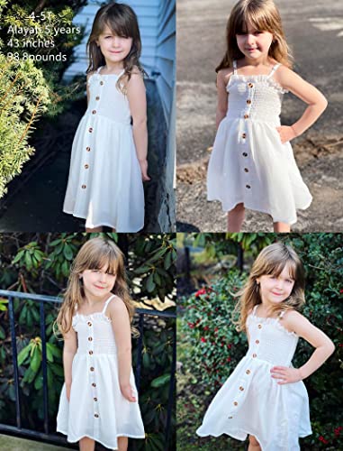 Arshiner Girl's Summer Sleeveless Casual Sundress Holiday Smock Cami Button Dress for 4-12 Years4