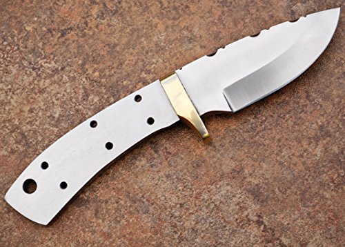 Whole Earth Supply Drop Point D2 D-2 Steel Knife Blank +Brass Finger Guard for Custom Making Knives Blade Blades Blanks Hunting