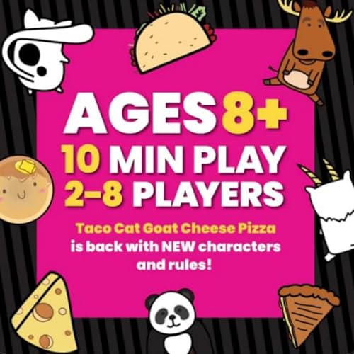 Image of Tickles Taco Cat Goat Cheese Pizza - On The Flip Side Card Game | Quick Fun Family Game Night, Birthday Party & Travel Game for Kids & Adults (Ages: 8+ Years, Players: 2-8)