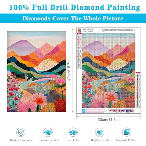 Image of ARPADAMO Mountain Diamond Art Kits for Adults,5D Flower Diamond Painting DIY Diamond Art Diamond Painting Kits for Adult,Round Full Drill Diamonds, Diamond Art Kits for Home Decor-12x16inch