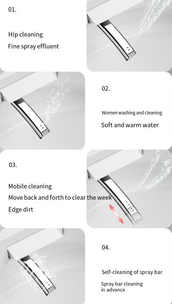 Wc Intelligente Compatto Con Apertura/Chiusura Automatica Del Coperchio, Display Della Temperatura, Bidet Senza Serbatoio, Con Sedile Riscaldato Con Scarico Automatico, Wc Elettrico Con Bidet Integr