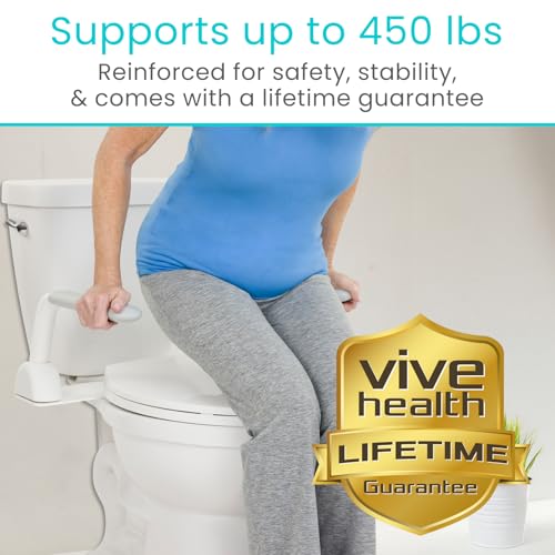 Vive Toilet Safety Rail with Flip-Up Handles - 450 lb Capacity Senior Safety Frame for Elderly & Disabled - Handicap Grab Bar Riser Stand Assist with Arms for Bathroom Assistance & Raised Toilets - Image 5