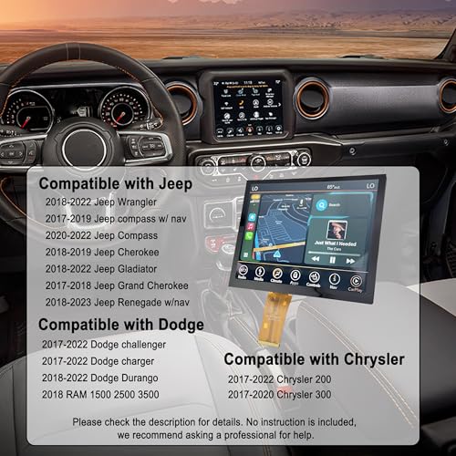 Image of 8.4 inch Uconnect 4C UAQ LCD Monitor Touch-Screen Radio Navigation Replacement Fit for Dodge RAM Chrysler Gladiator Compass Wrangler Cherokee Challenger Durango 2017-2022 Replace #LA084X01(SL)(02)
