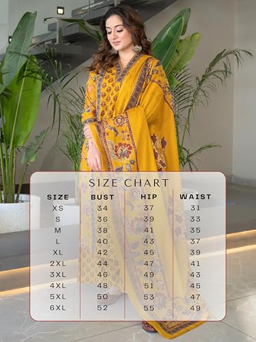 Image of Arayna Women's Pure Cotton Block Printed Ethnic Wear Kurta Set with Palazzo Pants & Dupatta, Mustard Yellow