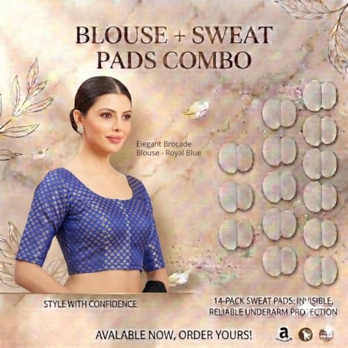 Image of Studio Shringaar Women's Zari Brocade Stitched Elbow Length Sleeves Saree Blouse