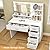 Quimoo Makeup Vanity Desk with Mirror & Lights, Vanity Desk with 5 Drawers & Storage Shelves, Vanity Table, 3 Color Modes & Adjustable Brightness Dressing Table, Bedroom