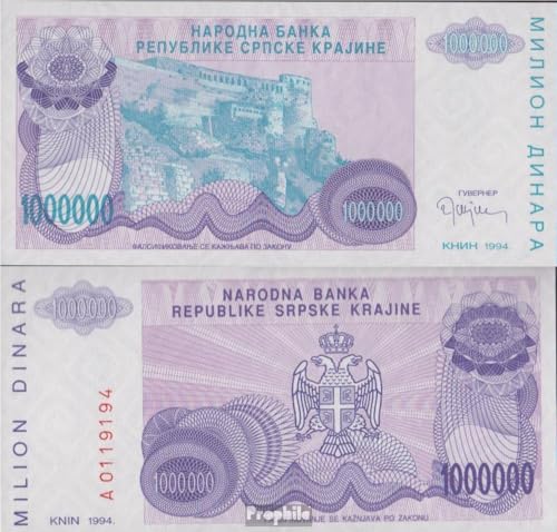Prophila Collection Croacia Pick-No. R33a Nueva 1994 1 m. Dinara Billetes de Banco Colección